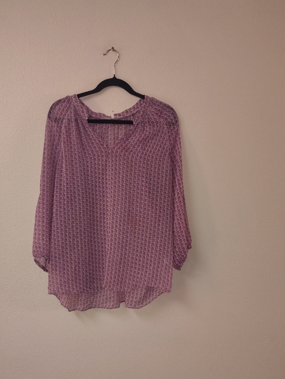 Violet & Claire Lavender Printed Sheer Tunic Top 1246